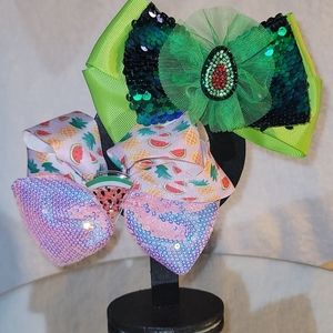 Set of 2 Custom Girls Hair Bows-Avocado Watermelon